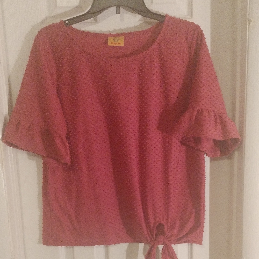 Ruby Rd. Red Short Sleeve Textured Top